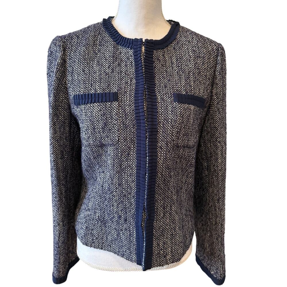 Brooks Brothers 346 Tweed Feminine Blazer Blue White 12